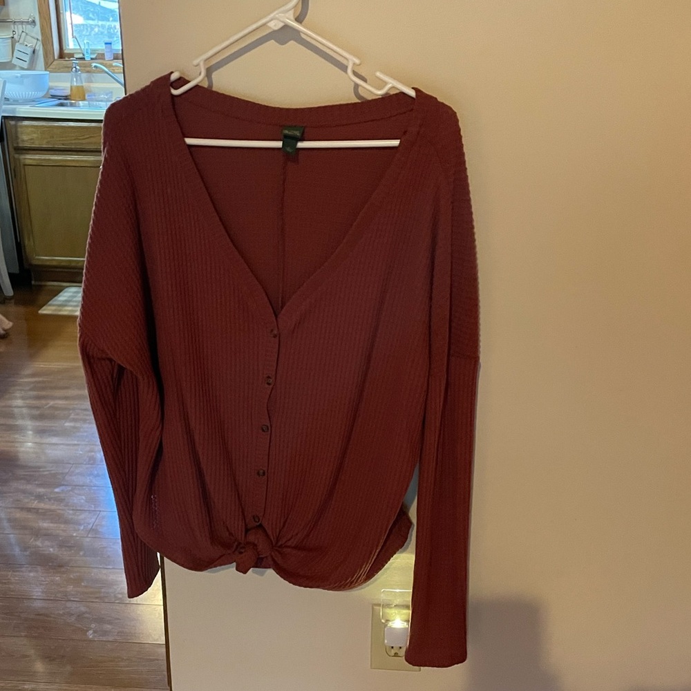 Waffle style long sleeve top